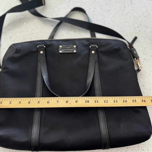 Women's‎ Minimalist Laptop Computer Bag in Black w Adjustable Strap